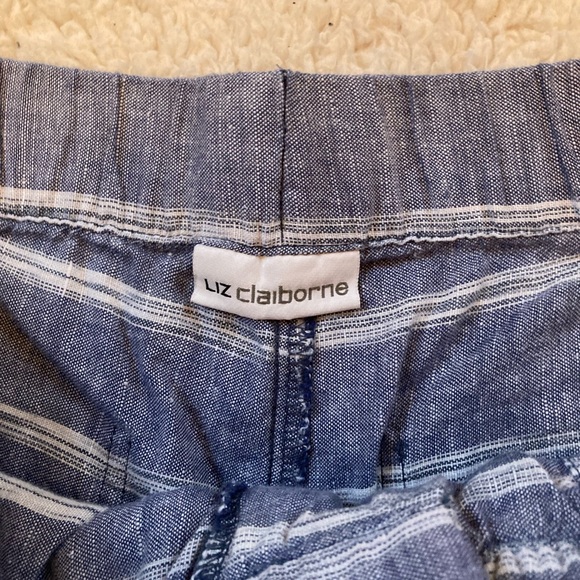 Liz Claiborne Linen Blend Striped Shorts - Picture 3 of 4